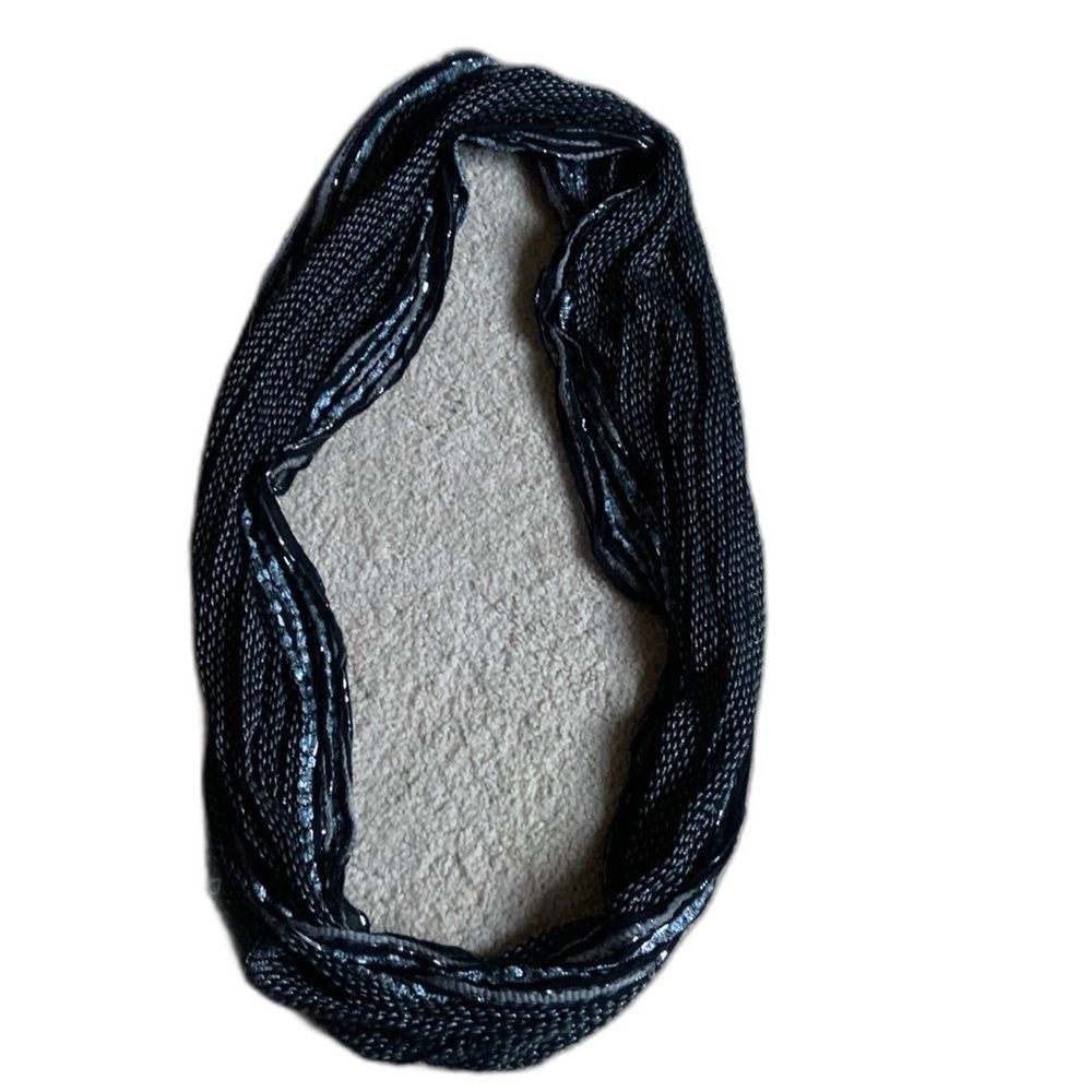 Multicolored Infinity Scarf  Artisan black, light blue, silver Women's